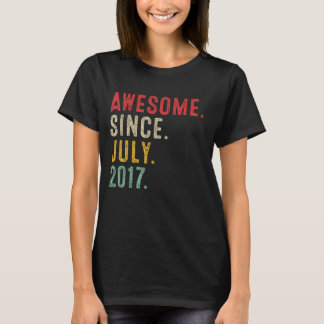 6 Years Old Awesome Since July 2017  6th Birthday T-Shirt