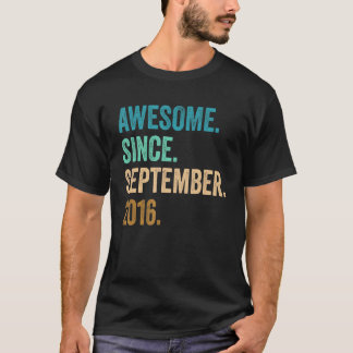 6 Years Old Awesome Since September 2016 6th Birth T-Shirt