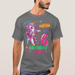 6 Years Old Birthday Comics Unicorn Flossing 6th B T-Shirt