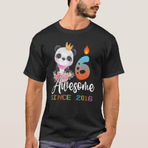 6 Years Old Birthday Panda Party Kids Boys Girls T-Shirt