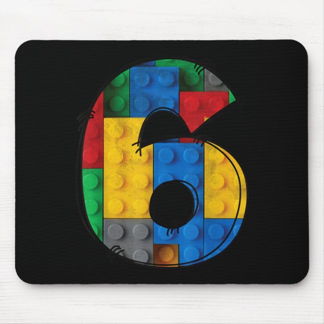 6 Years Old Blocks Building 6th Birthday Kid Mouse Pad (Front)