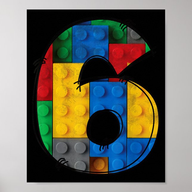 6 Years Old Blocks Building 6th Birthday Kid Poster (Front)