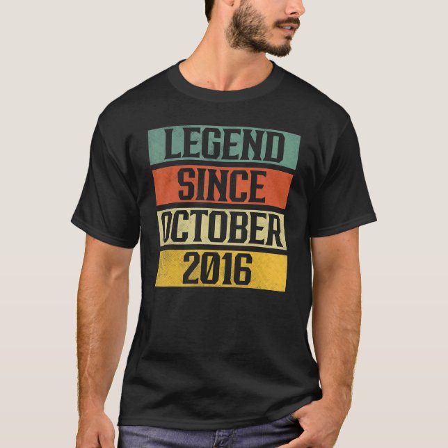 6 Years Old  Legend Since October 2016 6th Birthda T-Shirt (Front)