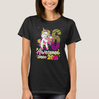 6 Years Old Unicorn Flossing 6th Birthday Girl Un T-Shirt