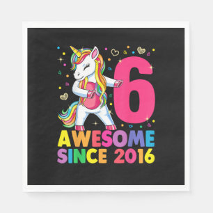 6 Years Old Unicorn Flossing 6th Birthday Girl Uni Napkin