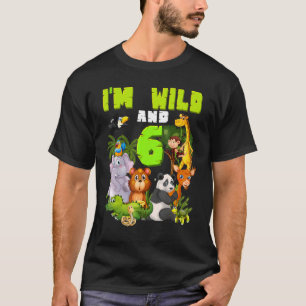 6 Years Old Wild Zoo Theme Birthday Safari Jungle  T-Shirt