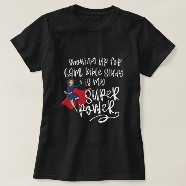 6am SISTER SUPER POWER (Light Skin) Black Short  T-Shirt (Design Front)