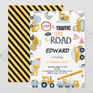 6e anniversaire Construction Boy Invitation