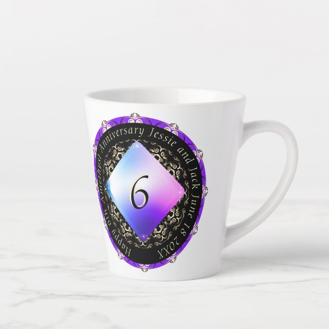 6e anniversaire du Mariage d'Améthyste Latte Mug (Droite)
