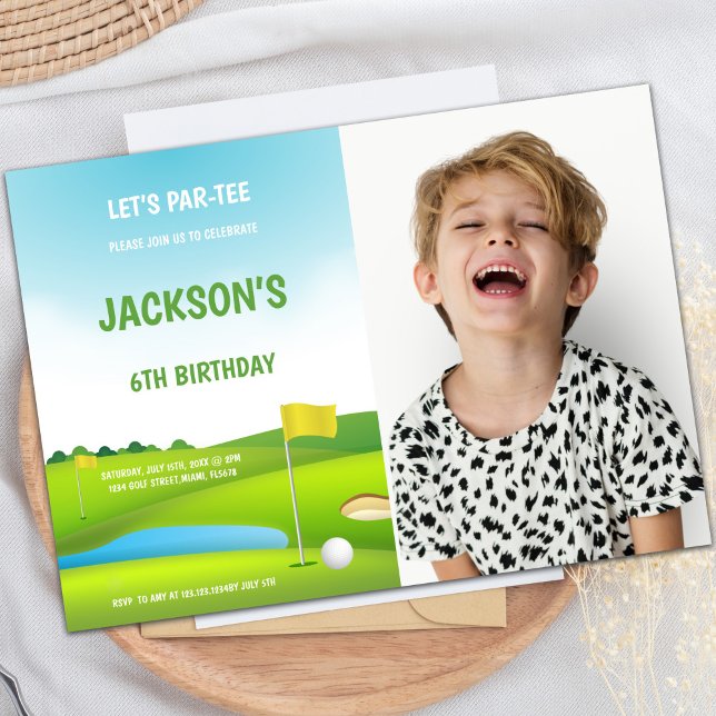6e anniversaire Golf Invitations avec photo (6th Birthday Golf Invitations with photo)