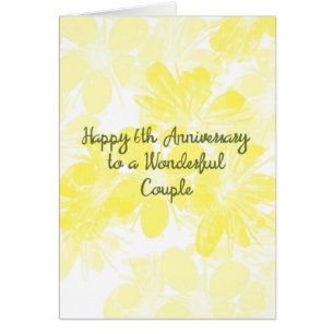 6e anniversaire Mariage Carte Fleurs Jaunes