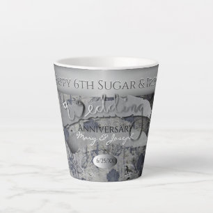 6e anniversaire Mariage sucre et fer latte Mug