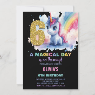 6e anniversaire Unicorn Anniversaire Invitations