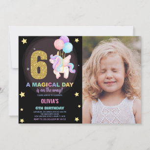 6e anniversaire Unicorn Anniversaire Invitations p