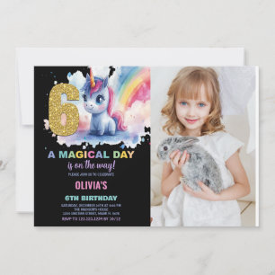 6e anniversaire Unicorn Anniversaire Invitations p