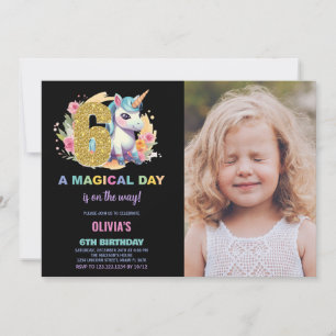 6e anniversaire Unicorn Anniversaire Invitations p