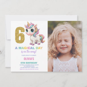 6e anniversaire Unicorn Anniversaire Invitations p