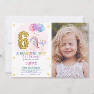 6e anniversaire Unicorn Anniversaire Invitations p