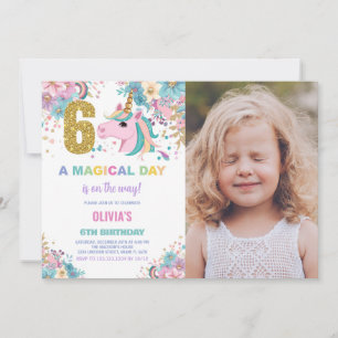6e anniversaire Unicorn Anniversaire Invitations p
