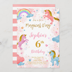 6e anniversaire Unicorn Invitation