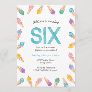 6e fête d'anniversaire   Invitation à la crème gla