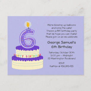 6e Invitation au gâteau d'anniversaire Lavender