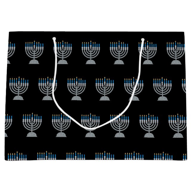 6e nuit de Hanoukka Parties scintillant grand sac  (Devant)