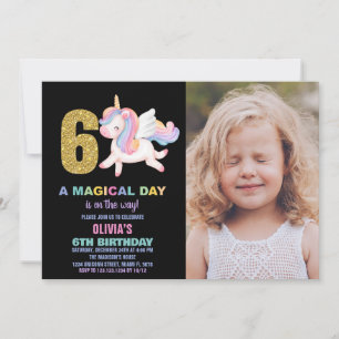 6e Rainbow Unicorn Birthday Invitations photo