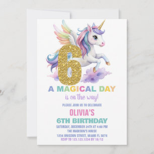 6e Rainbow Unicorn Invitations Anniversaire Vol