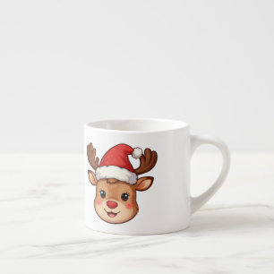 6oz Mini Reindeer Latte Mug with Festive Santa Ha