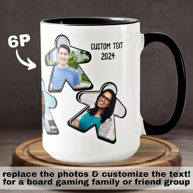 6P Custom Photo Meeple Board Game Group  Mug (Creator Uploaded)