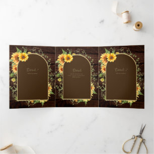 6pg Rustic Wood Sunflower Programme de mariage à t