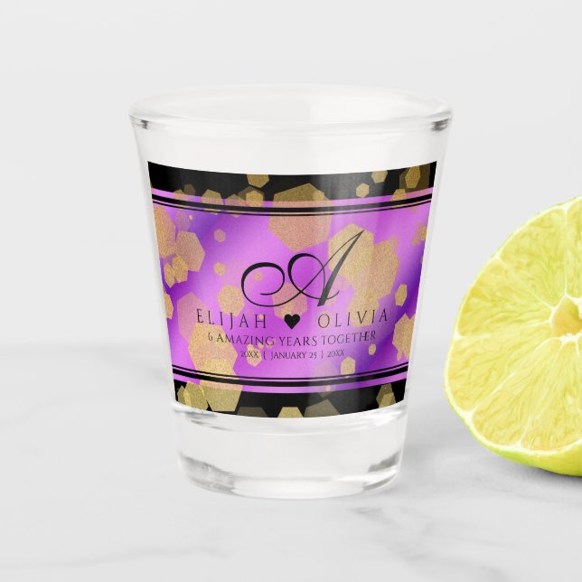 6th 33rd 47th 48th Amethyst Wedding Anniversary Shot Glass (Front)