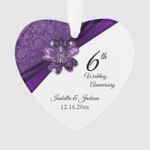 6th / 33rd / 47th Amethyst Purple Anniversary Ornament