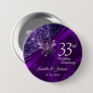 6th / 33rd /47th Amethyst Wedding Anniversary 3 Inch Round Button
