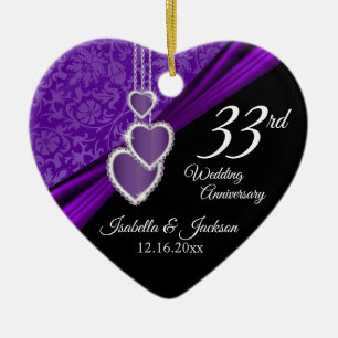 6th / 33rd / 47th Amethyst Wedding Anniversary Ceramic Ornament