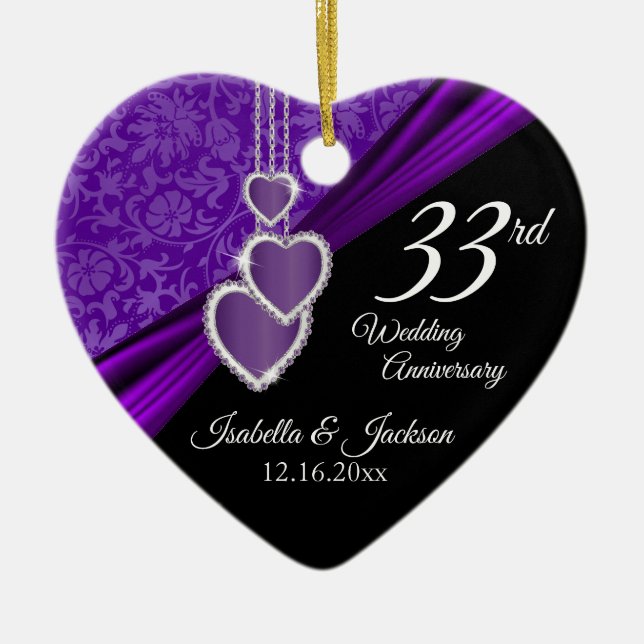6th / 33rd / 47th Amethyst Wedding Anniversary Ceramic Ornament (Front)