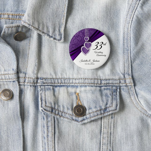 6th / 33rd / 47th Wedding Anniversary Design 2 Inch Round Button (In Situ)