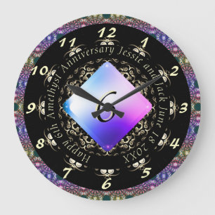 6th Amethyst Wedding Anniversary    Large Clock