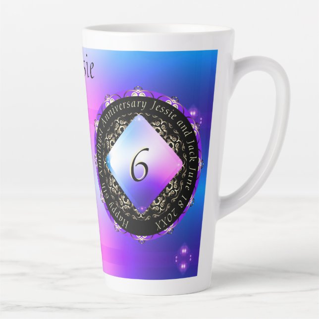 6th Amethyst Wedding Anniversary Latte Mug (Right)