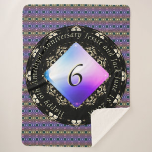 6th Amethyst Wedding Anniversary Mandala Sherpa Blanket