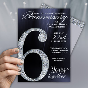 6th Anniversary Diamond Silver Midnight Blue Years Invitation