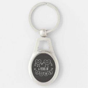 6th Anniversary Gift Chalk Hearts Keychain
