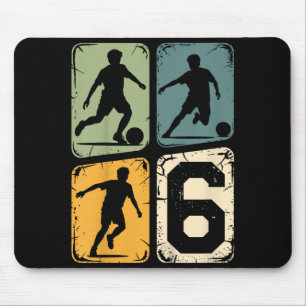 6th Birthday 6 Soccer Player Boy Girls Soccer Ball Mouse Pad