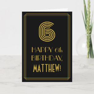 6th Birthday: Art Deco Inspired Look "6" & Name Card