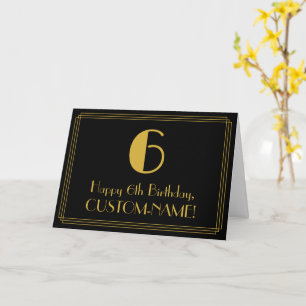 6th Birthday: Art Deco Inspired Look "6" + Name Card
