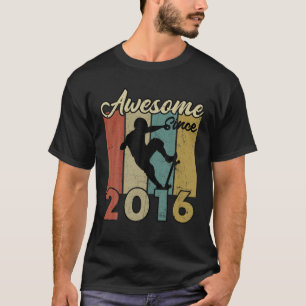 6Th Birthday Awesome Since 2016 Skateboard 6 Years T-Shirt
