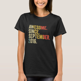 6th Birthday Awesome Since September 2016 6 Years T-Shirt