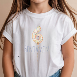 6th Birthday Balloon Milestone Birthday Party T-Shirt