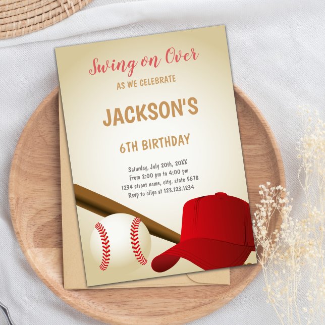 6th Birthday Baseball Invitation (6th Birthday Baseballs Birthday Invitations)